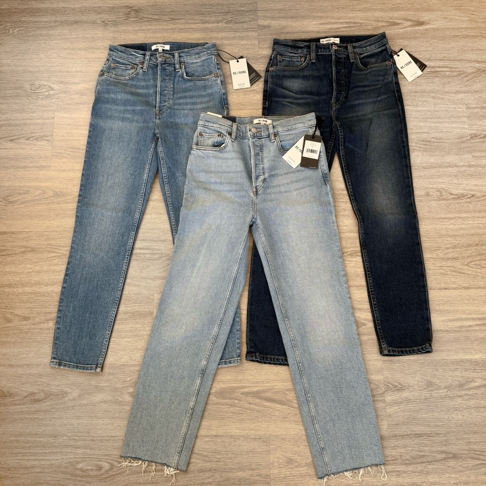 NEW re/done blue wash high waisted denim jeans pants bottoms bundle